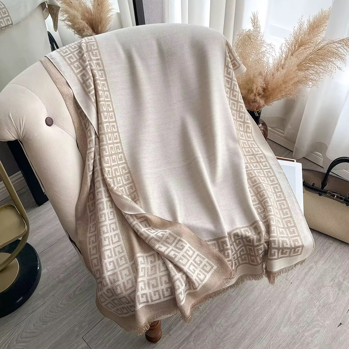 Metallic Weave Monogram-Style Wrap