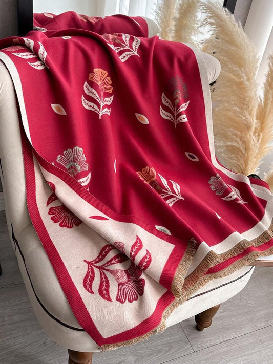 Crimson Bloom Winter Wrap