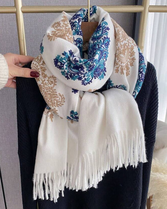 Bohemian Elegance Winter Scarf with Fringe