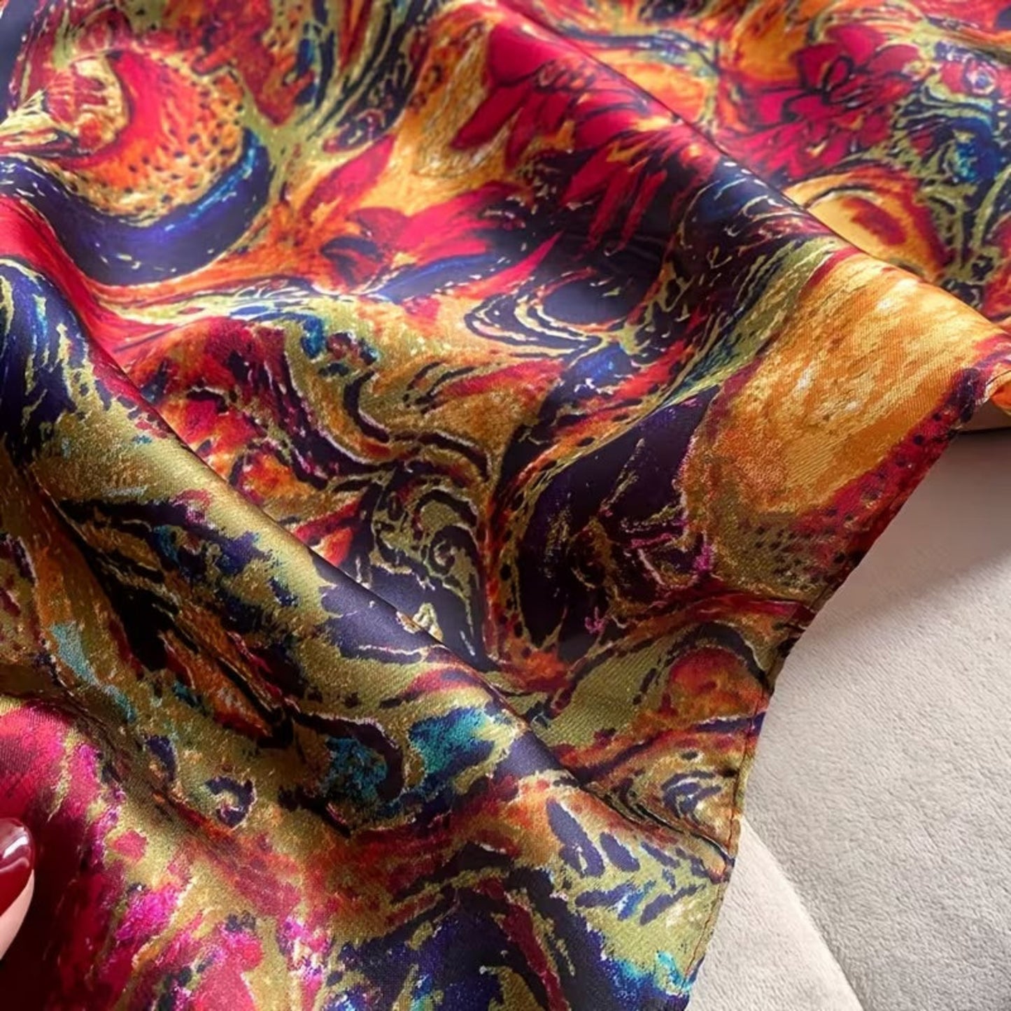 Festive red silk stole for weddings and parties