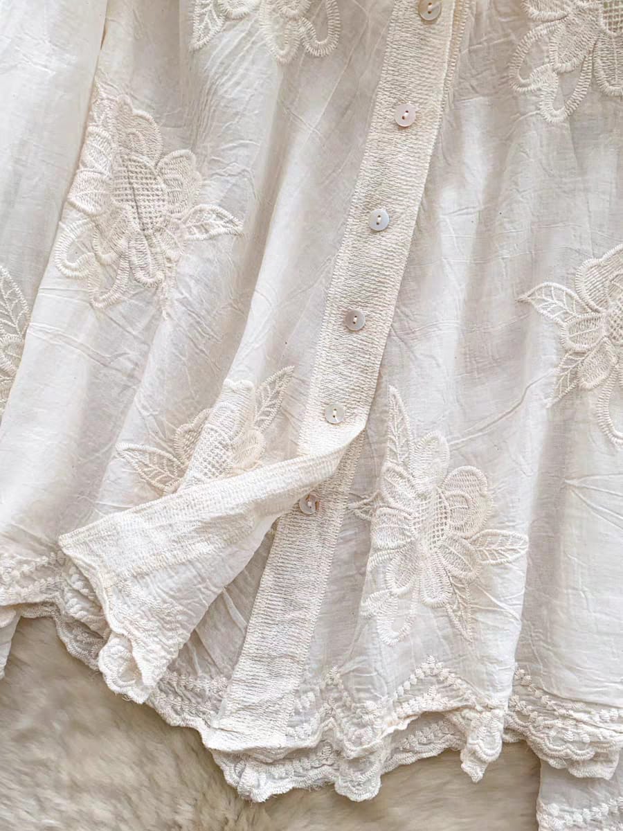 Ivory Grace Embroidered Shirt