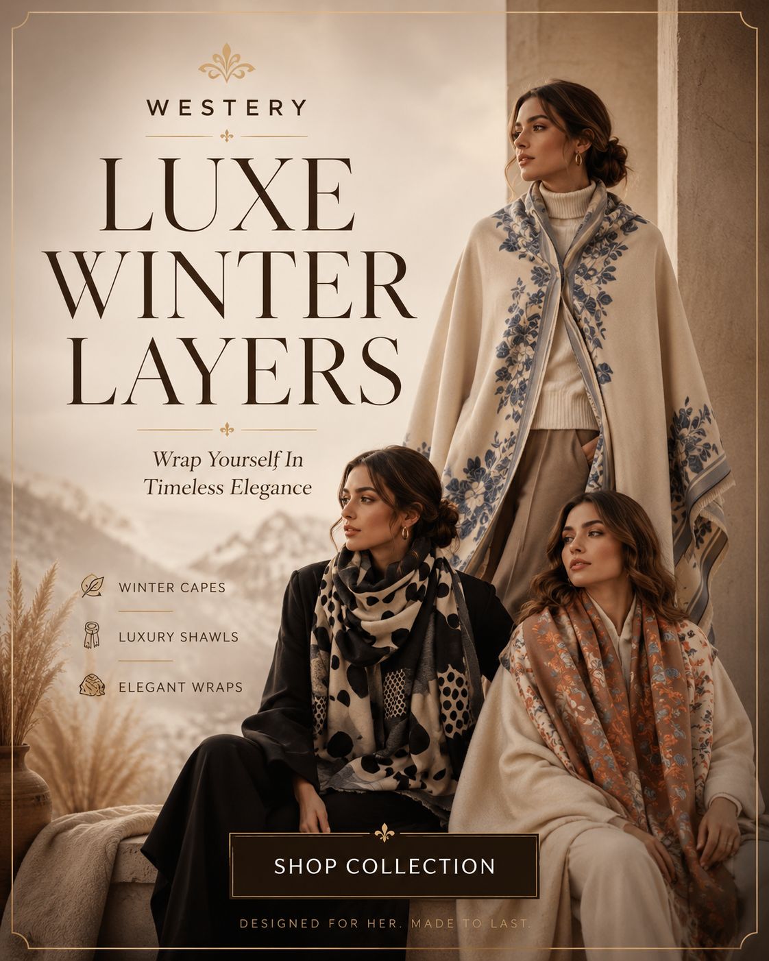 Luxe winter Layers, Premium winter scarves and Stoles from Westery fashion House