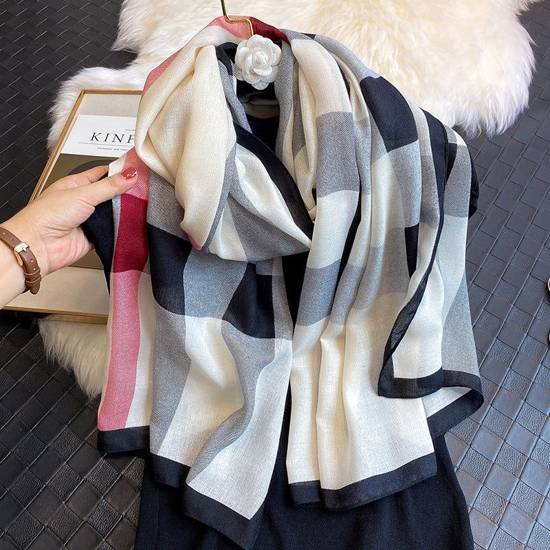 Meca Checked Viscose Cotton Stole