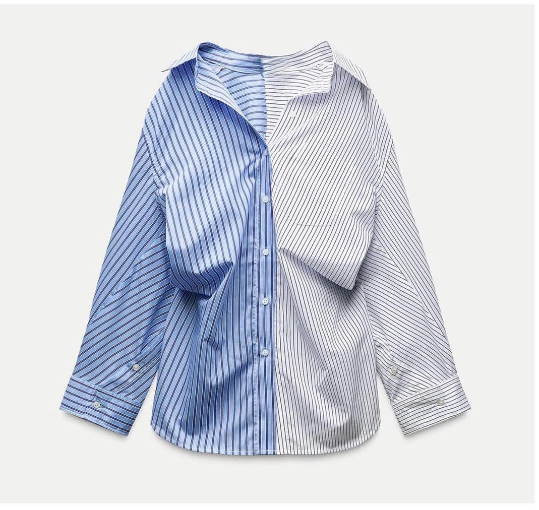 Sine Striped Oversized Shirts