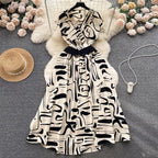Chic Abstract Wrap Maxi Dress