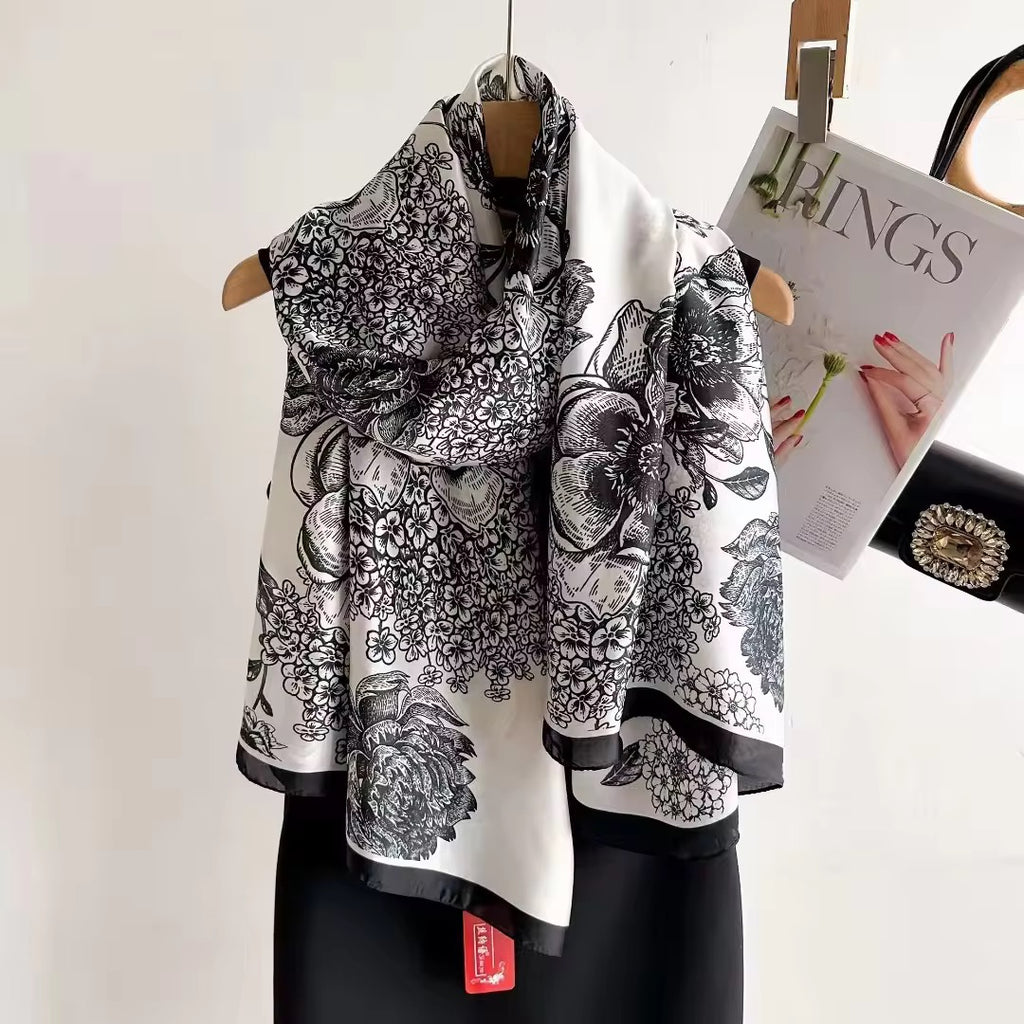 Miss Elegant Floral Silk Scarf