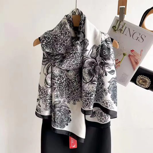 Miss Elegant Floral Silk Scarf