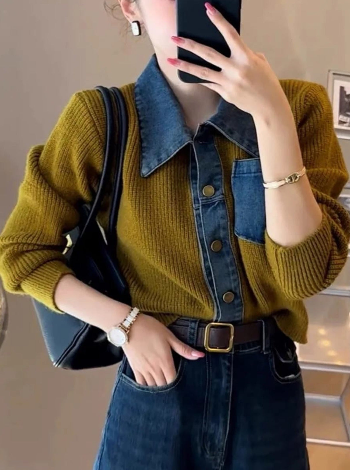 Kever Denim Detailed Sweater