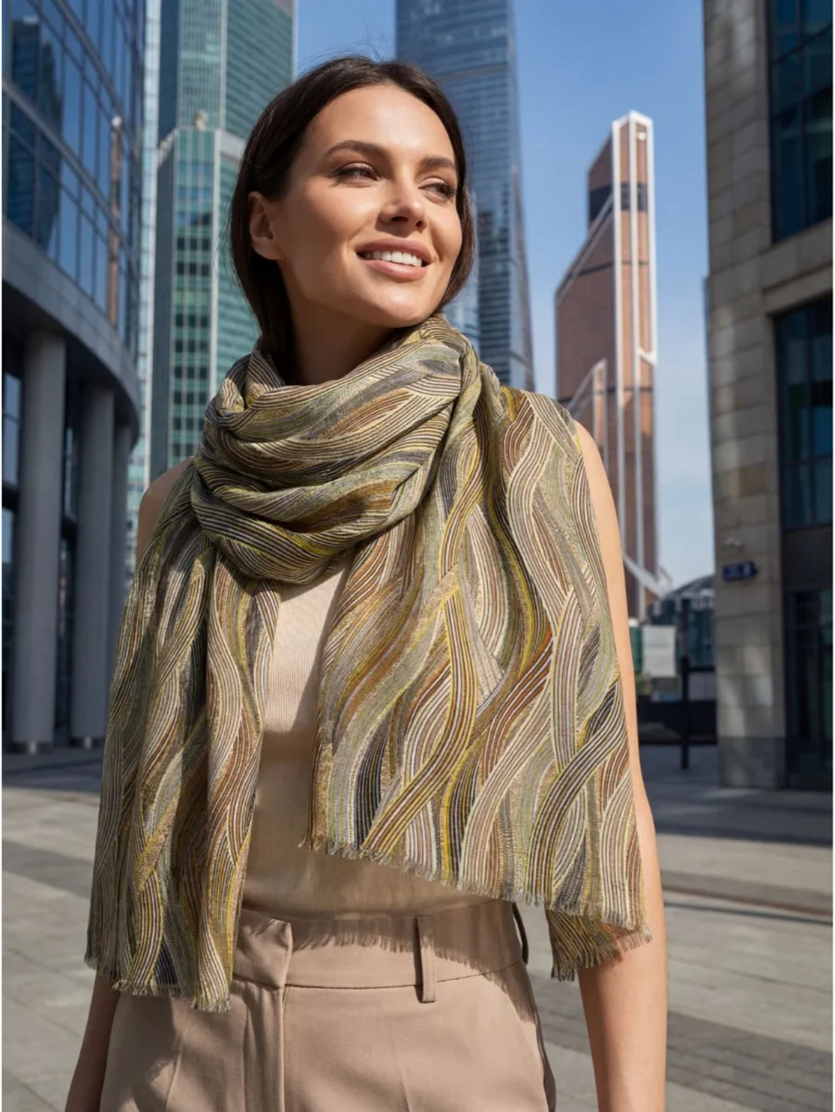 Earthline Abstract Striped Printed Stole