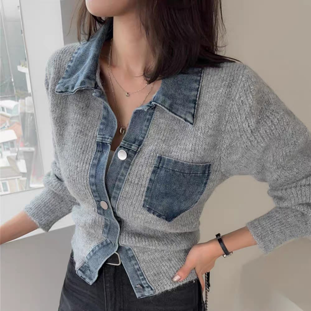 Kever Denim Detailed Sweater