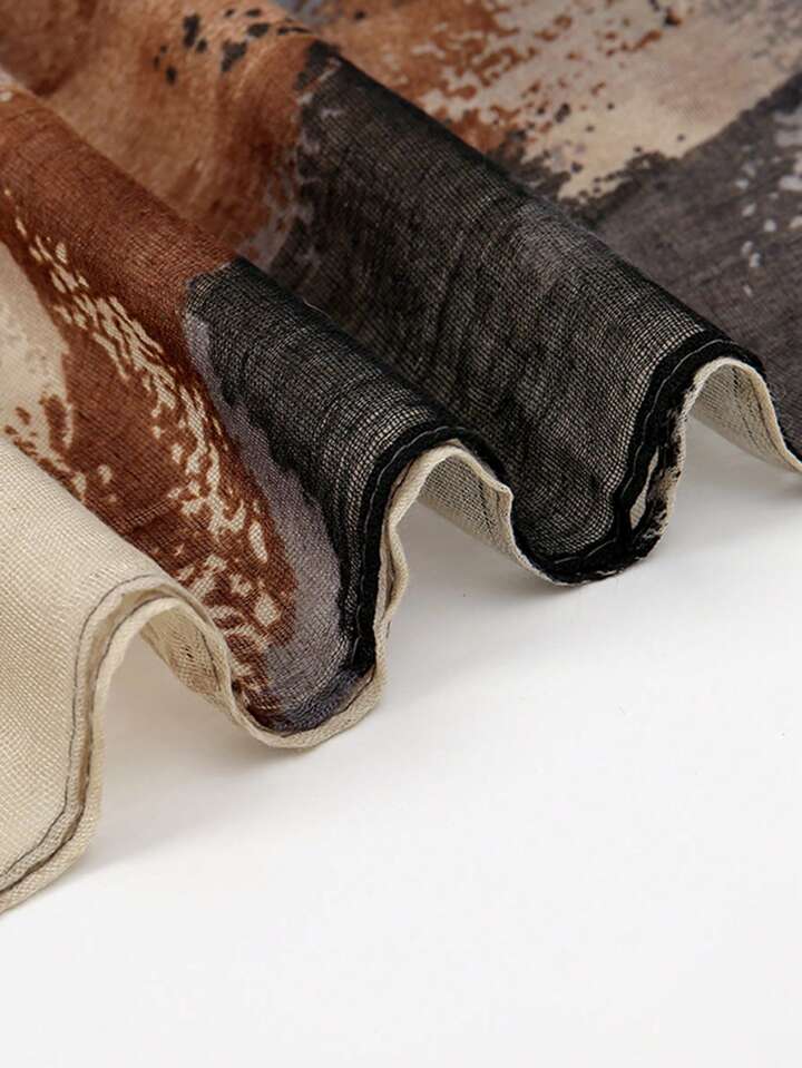 The Mocha Brushstroke Linen Stole