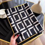 Geometric Maze Print Silk Scarf
