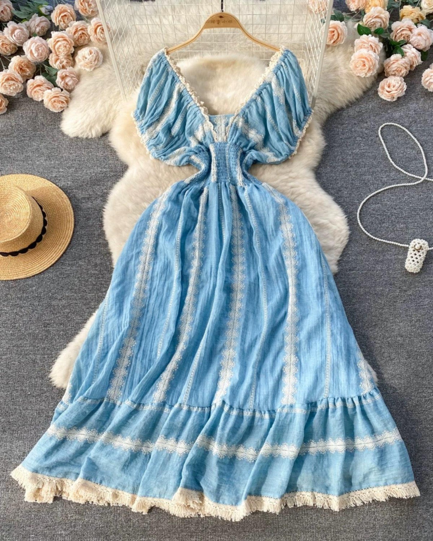 Hay Sea Breeze Eyelet Embriodery Dress