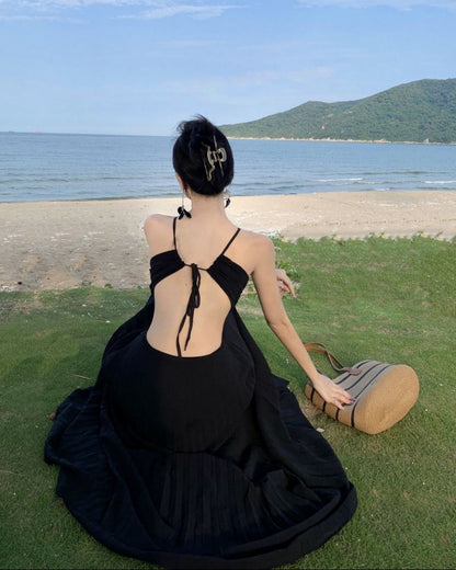 Shae Black Pleated Maxi Dress