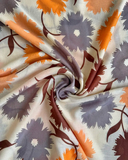 Breathable cotton stole with autumn floral design