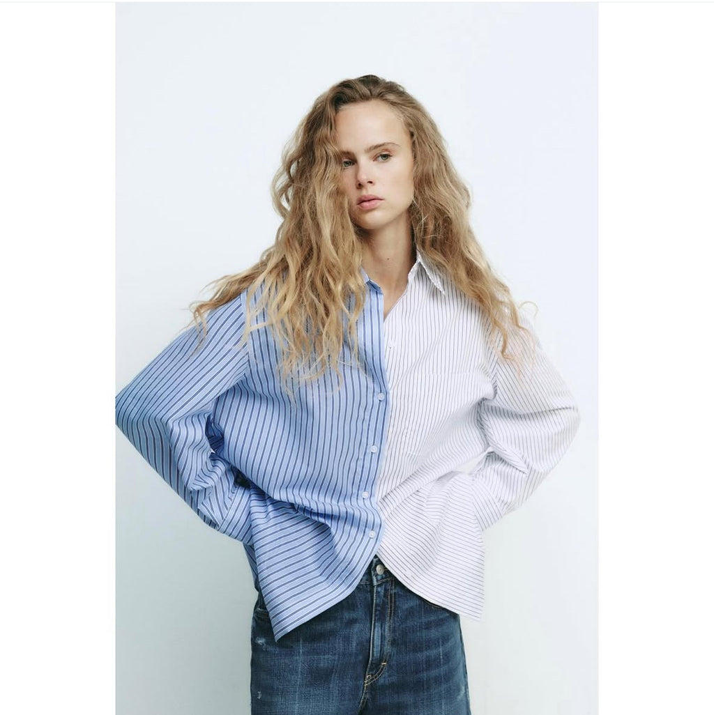 Sine Striped Oversized Shirts