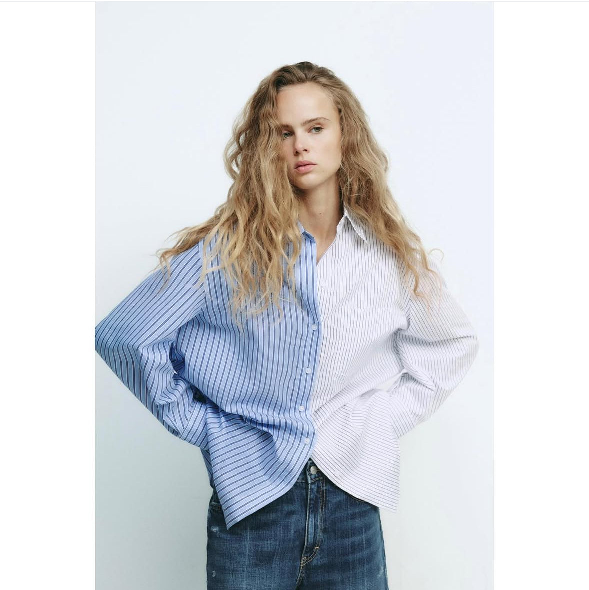 Sine Striped Oversized Shirts