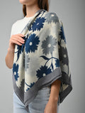 Blue & Grey Floral Cotton Stole