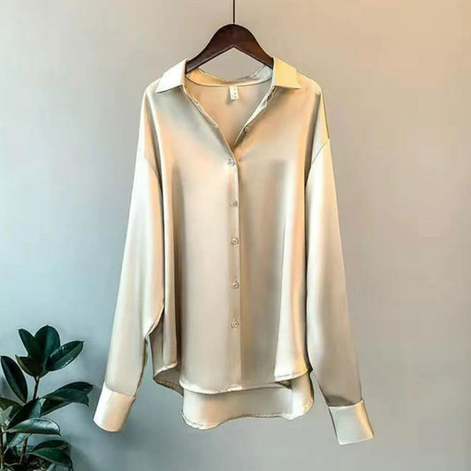 Jemi Satin Shirt- Beige