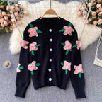 Blossom Charm 3D Floral Knit Cardigan
