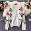 Blossom Charm 3D Floral Knit Cardigan