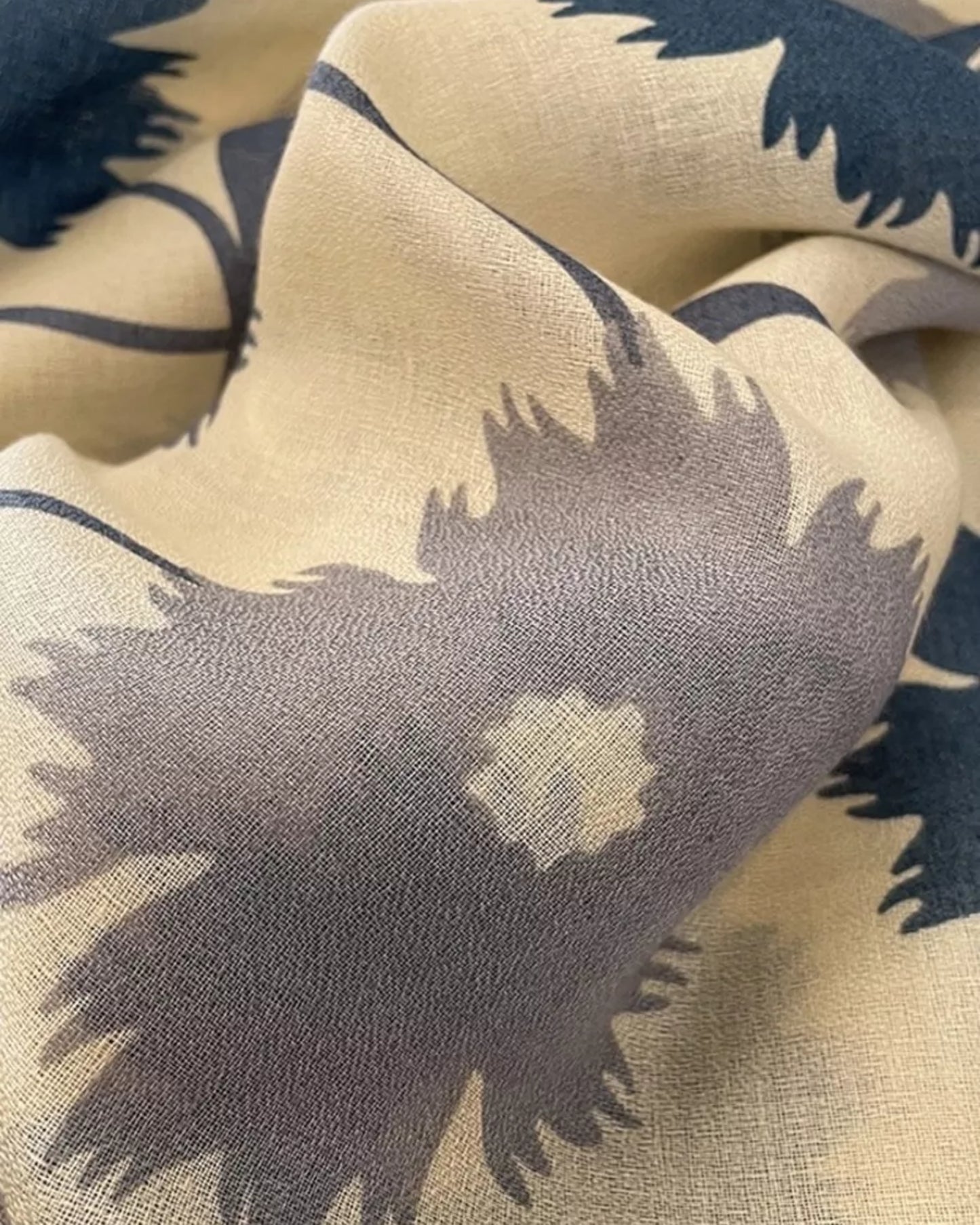 Blue & Grey Floral Cotton Stole