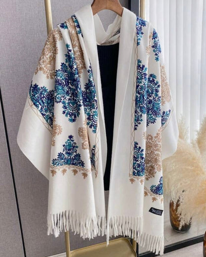 Bohemian Elegance Winter Scarf with Fringe