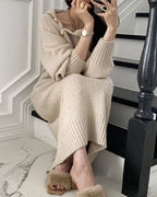 Boutique High-Neck Buttoned Knit Sweater