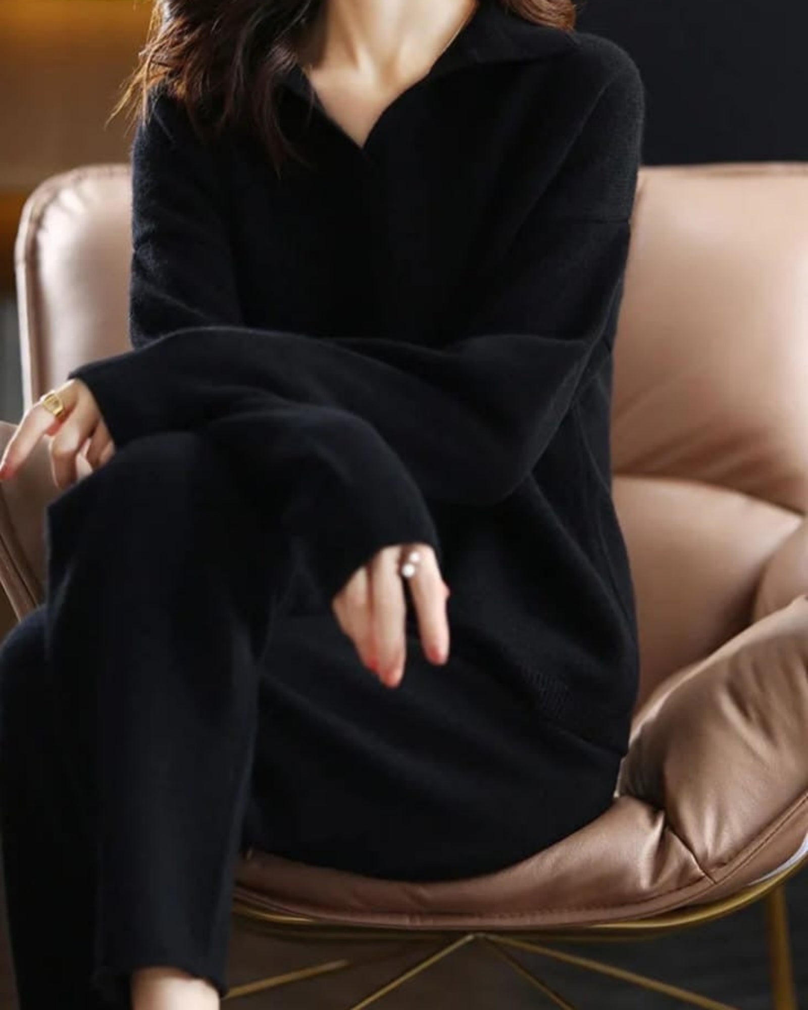 Chic Knit Polo Collar Lounge Set