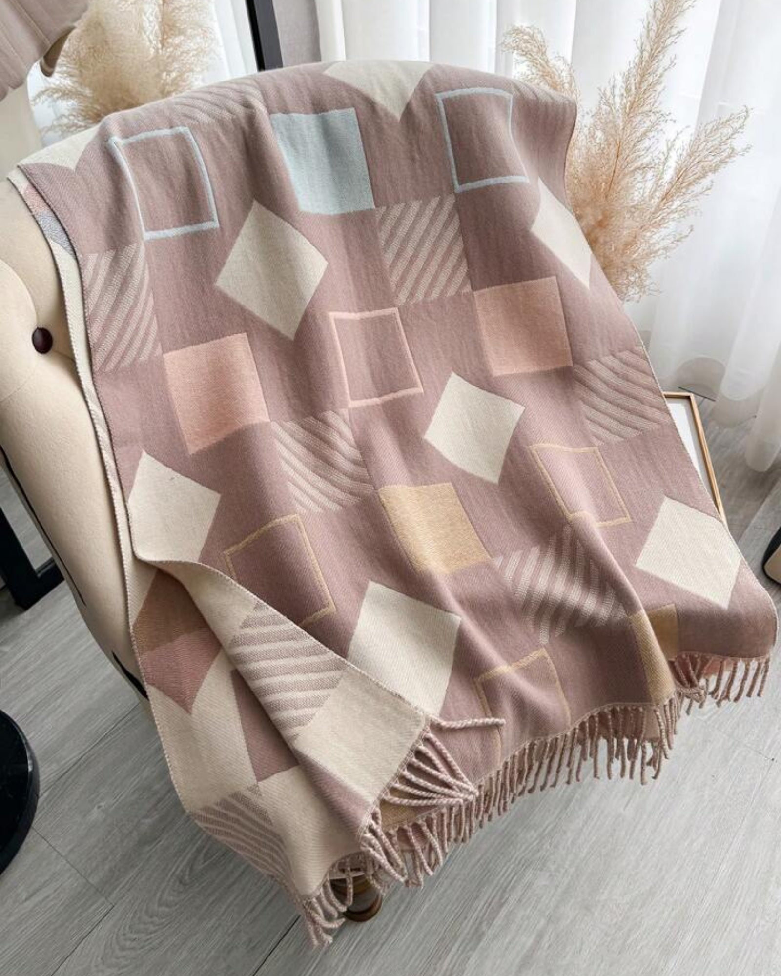 Chic Reversible Winter Poncho Shawl & Oversized Scarf