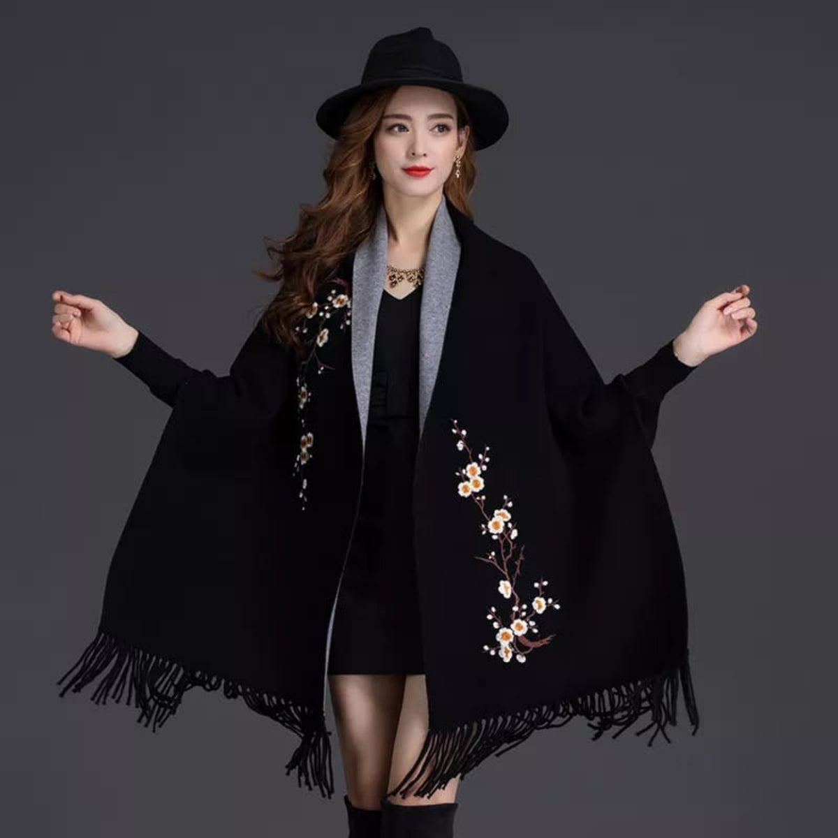 Classic Reversible Wool Blend Shawl Wrap