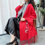 Classic Reversible Wool Blend Shawl Wrap