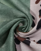 Lightweight cotton fabric animal print stole with tassels
