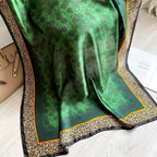Green silk stole styled with handbag luxury look