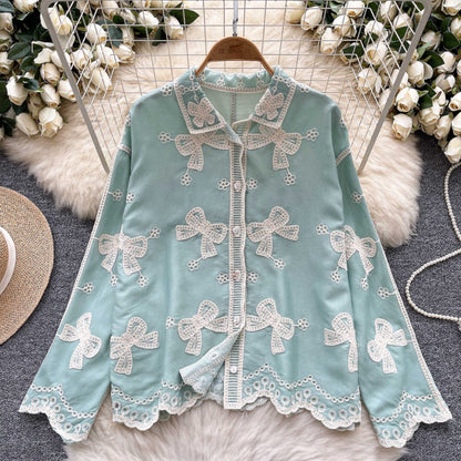 Ethereal Bow Embroidery Shirt