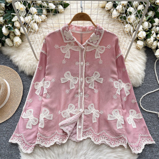 Ethereal Bow Embroidery Shirt