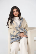 Classic Ivory & Indigo Floral Wrap