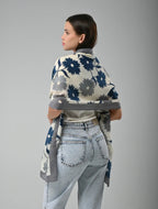 Blue & Grey Floral Cotton Stole