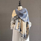 Classic Ivory & Indigo Floral Wrap