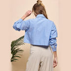 Flantis Striped Lacework Crop Shirt