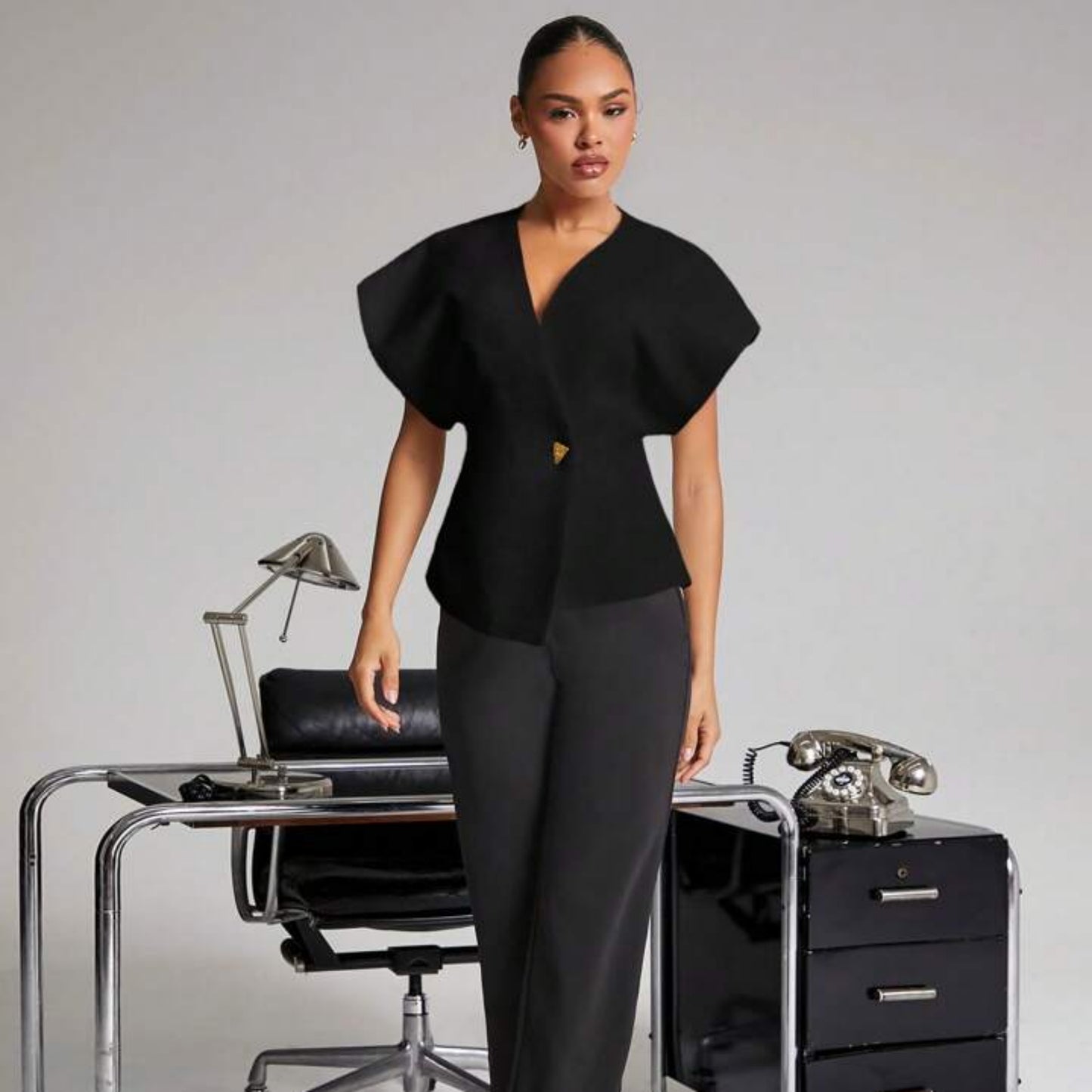 Gaggi Elegant Wrap Peplum Top