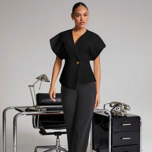 Gaggi Elegant Wrap Peplum Top