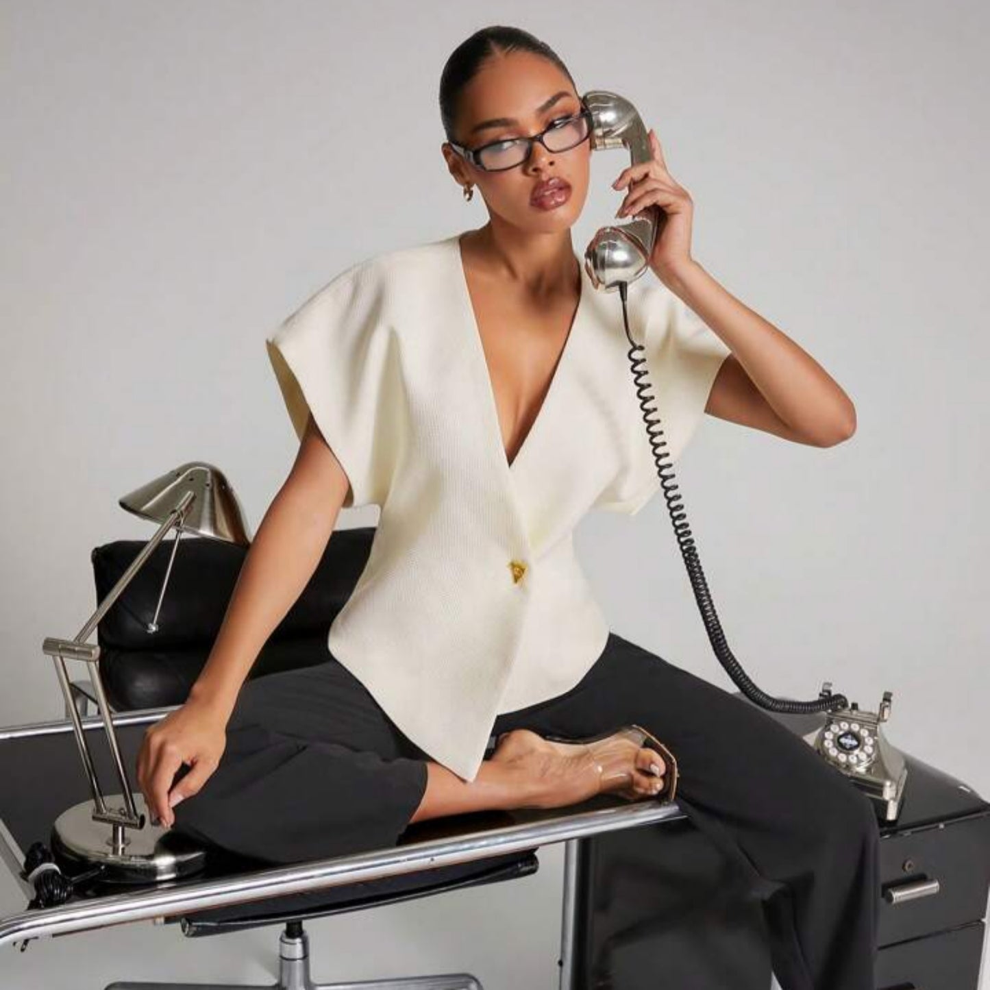 Gaggi Elegant Wrap Peplum Top