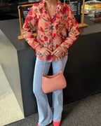 Gibs Peach Floral Sheer Shirt