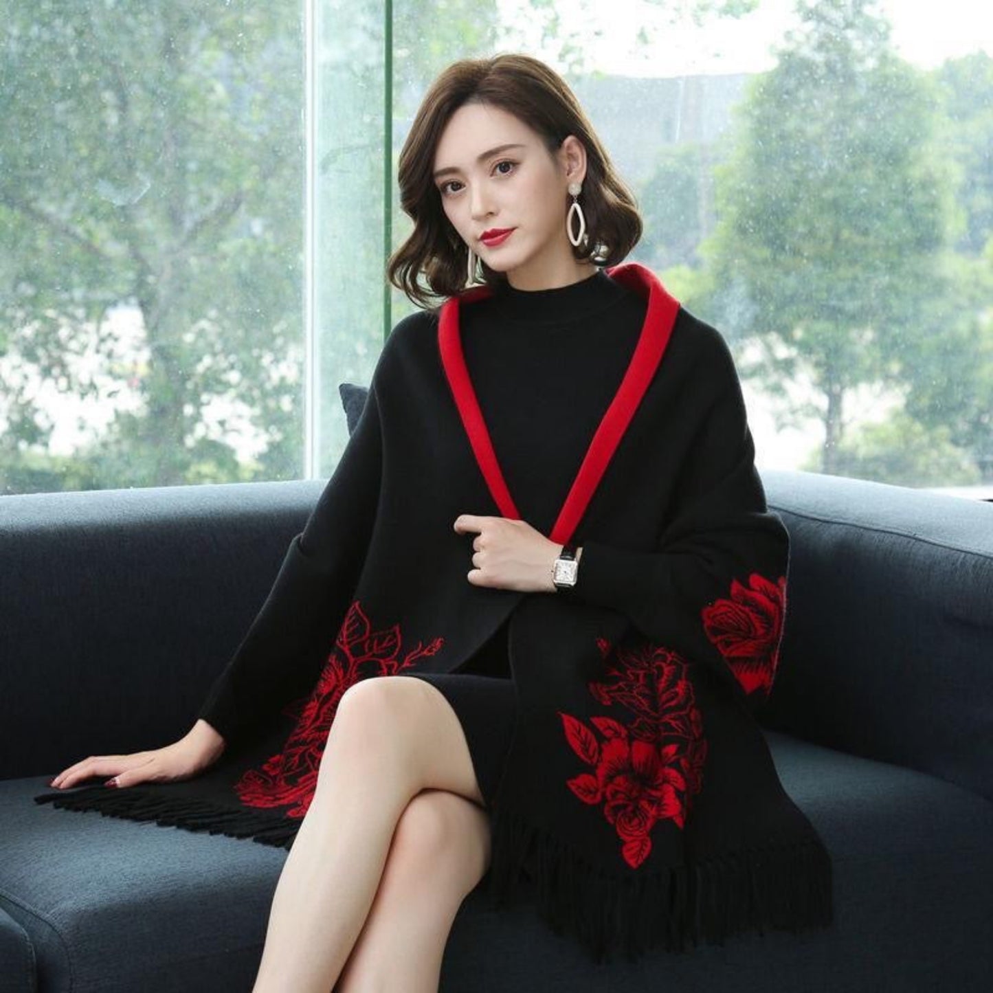 Heritage Bloom Dual-Tone Embroidered Wrap