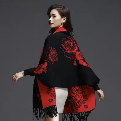 Heritage Bloom Dual-Tone Embroidered Wrap