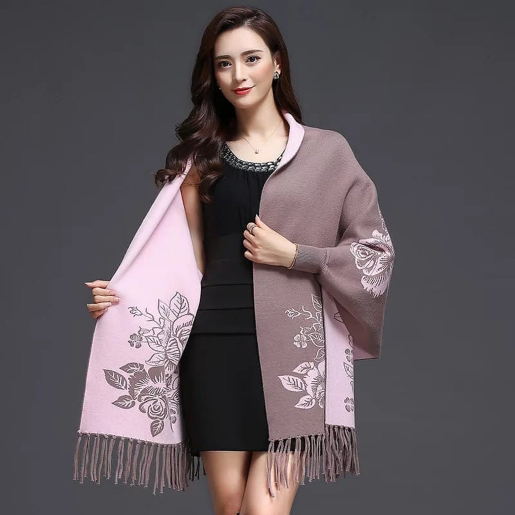 Heritage Bloom Dual-Tone Embroidered Wrap