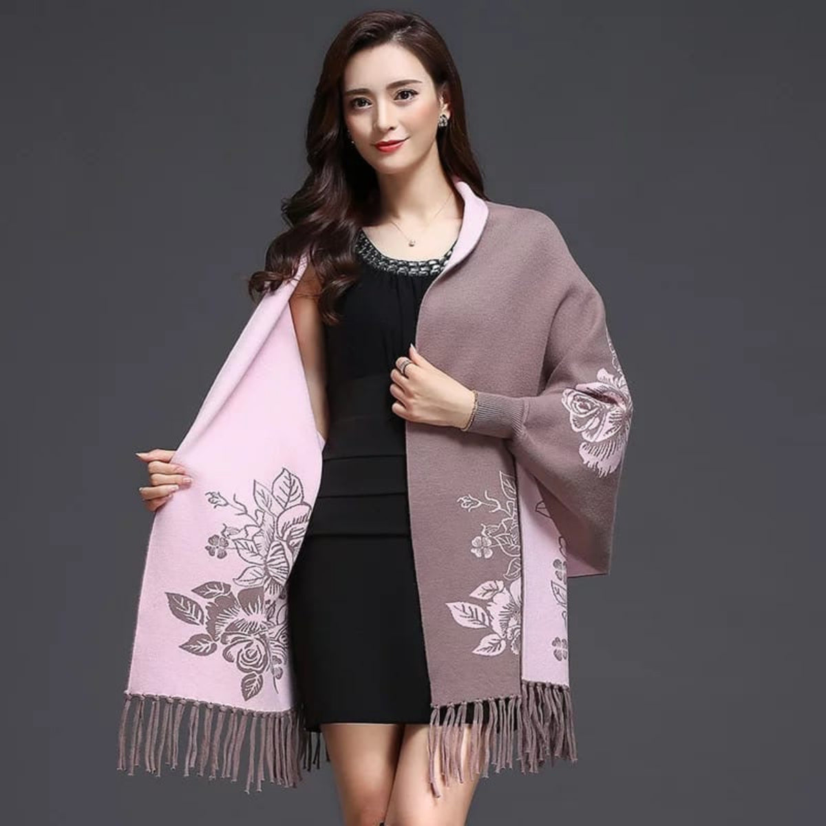Heritage Bloom Dual-Tone Embroidered Wrap