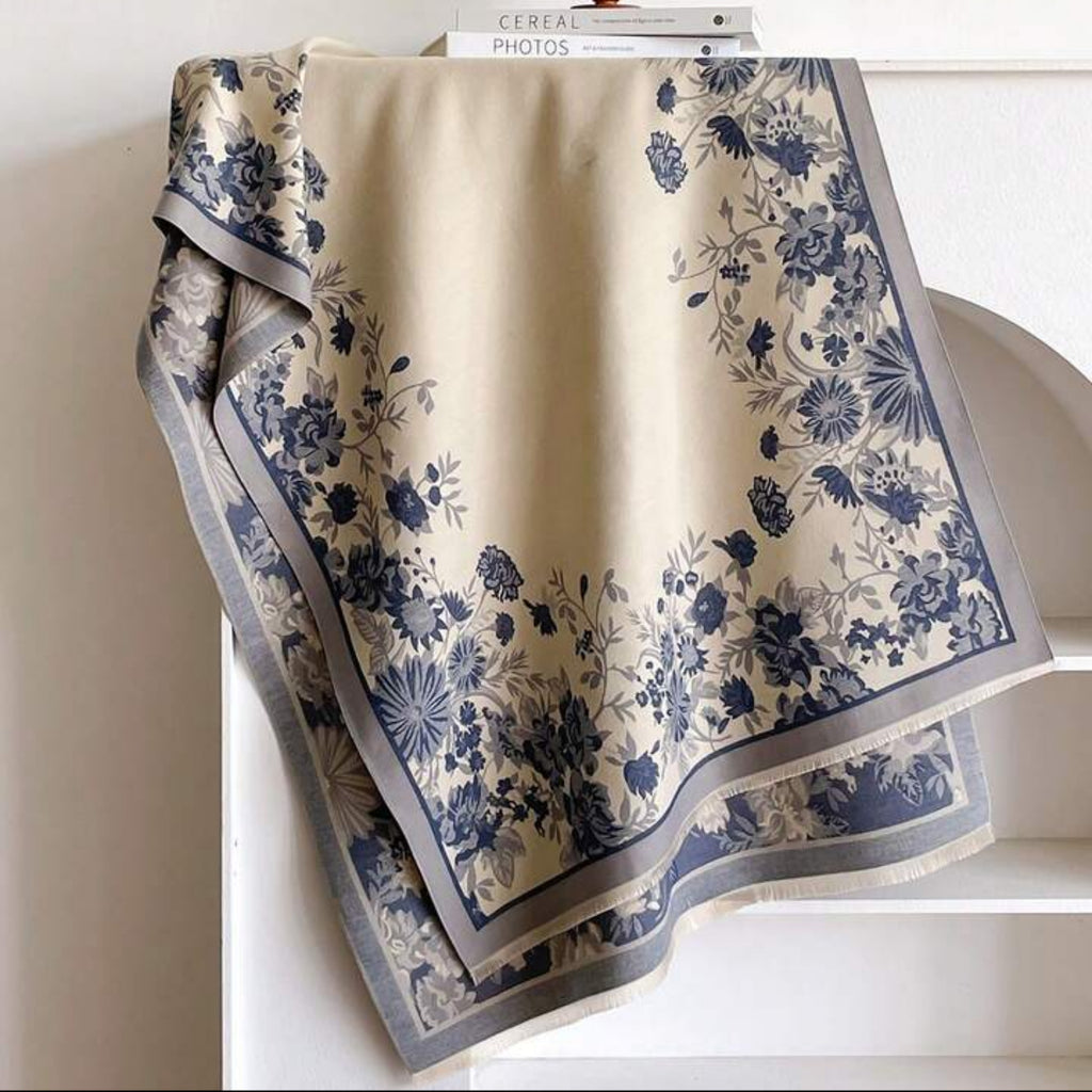 Heritage Meadow Toile de Jouy Inspired Scarf