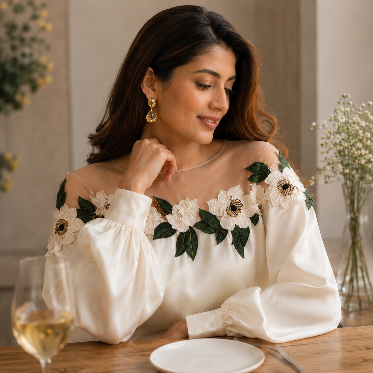 Veiara Floral Silk Top